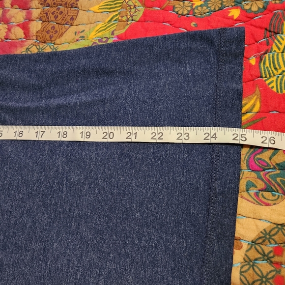 Denim blue embroidered seed bead design long sleeve tshirt - Picture 8 of 10